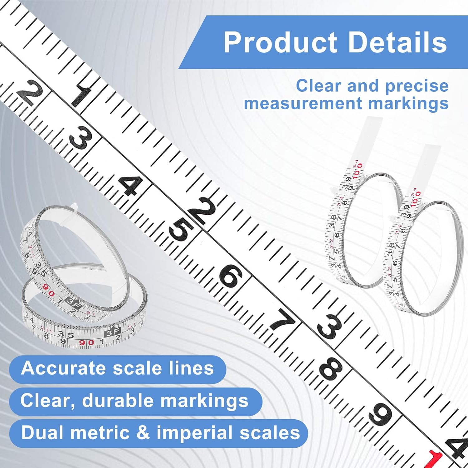 2 Pack Adhesive Measuring Tape,39 Inch Ruler Tapes Peel and Stick On Tape Measure Sticker,Imperial & Metric Scales Left-Right Reading Ruler for Woodworking,Drafting Table Saw Measuring