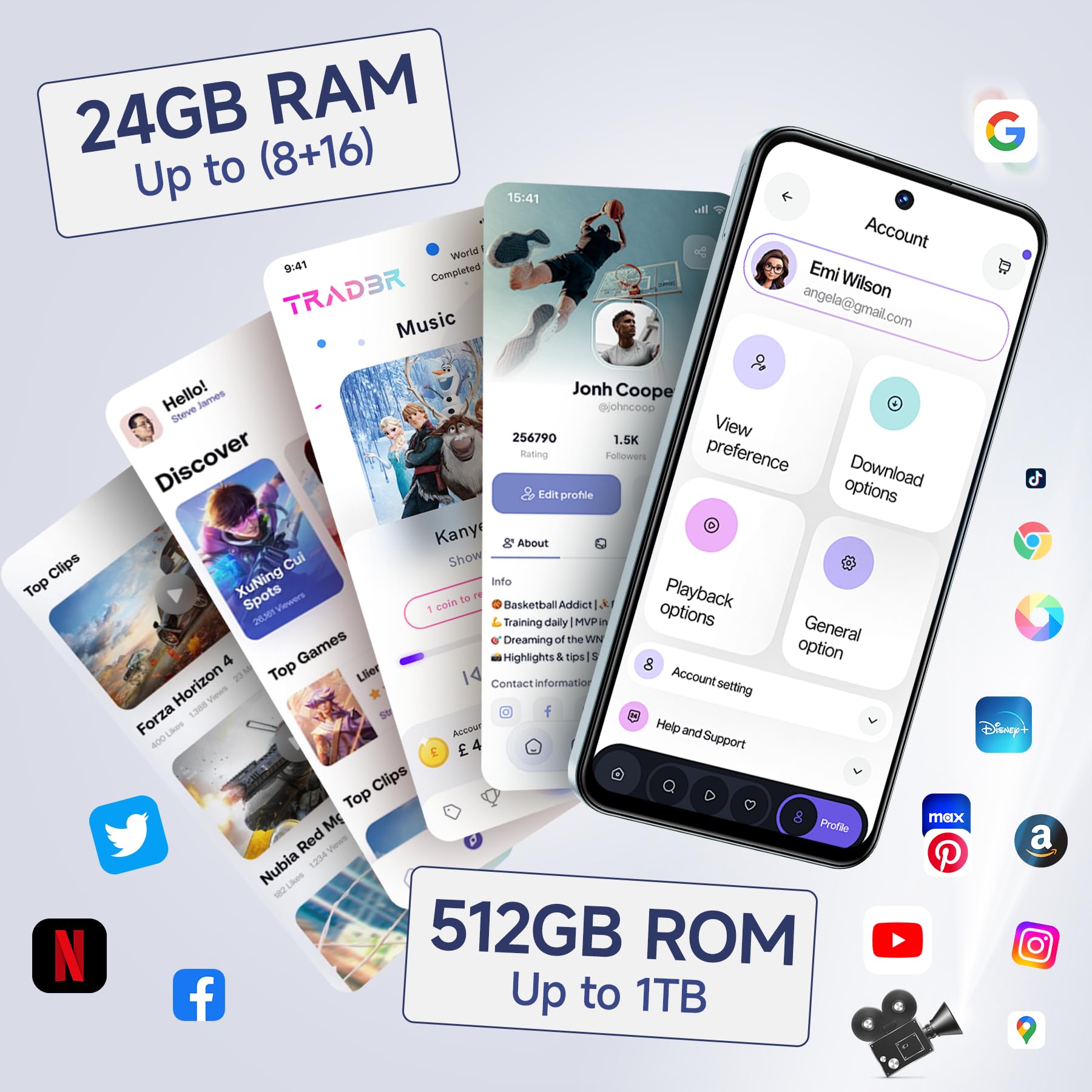 OUKITEL C68 Plus Smartphone, 7.2" 120Hz & 1.81" Rear Display Telefoni, 24GB+512GB/1TB Telefono Cellulare, 6000mAh Smartphone Android 15, 64MP Telefoni, Dual SIM/Face ID/Fingerprint/OTG, Grigio