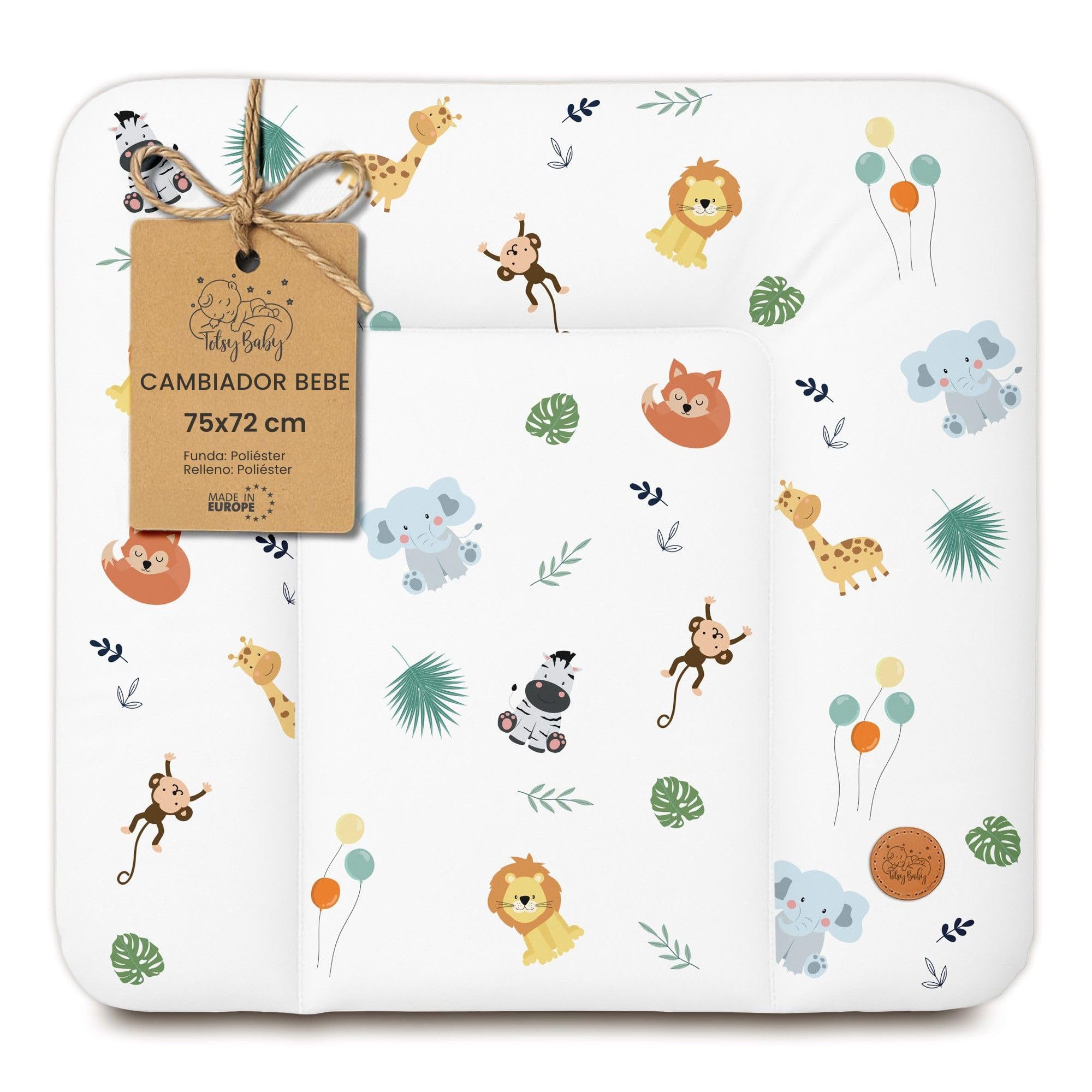 Baby Changing Mat 75 x 72 cm – Waterproof Portable Mattress for Comfortable or Washing Machine Cushion Mute Comfortable Friction Mattress Mattress Easy to Clean Oeko-Tex Safari