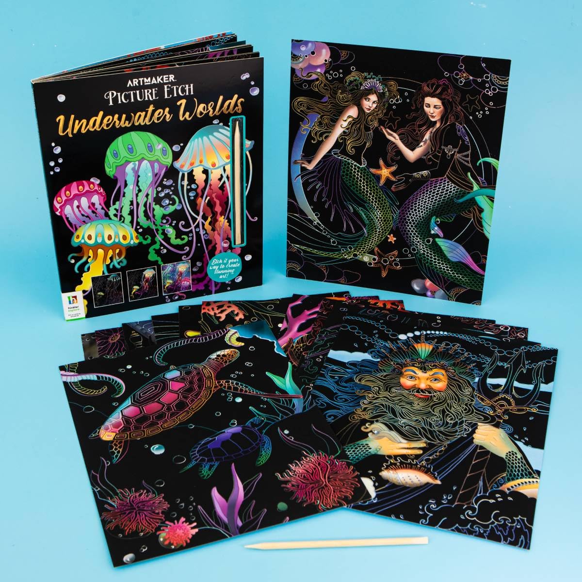 Underwater Worlds Picture Etch Book | Scratch Art Craft for Adults | Mindfulness and Relaxation Y