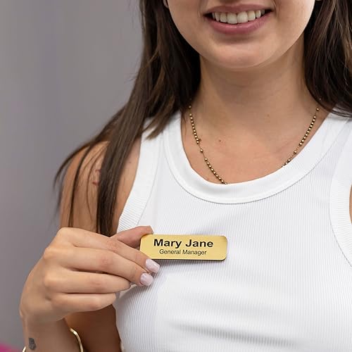 Miniatura 8 de Insignias de identificación con nombre grabadas personalizadas con pin o respaldo magnético, identificación de nombre de metal para ropa, placas