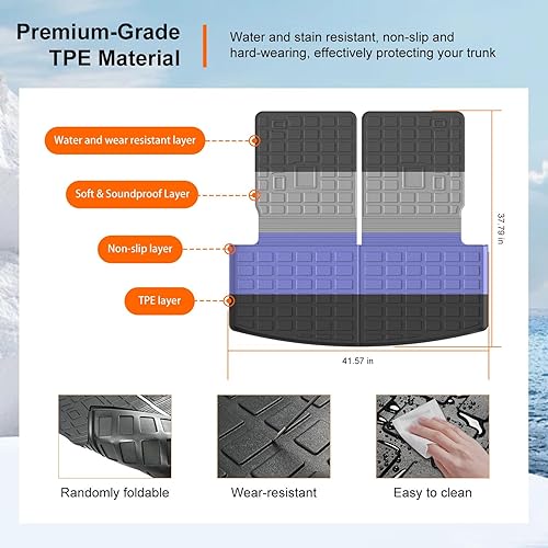 Miniatura 5 de powoq Alfombrilla de carga para Ford Explorer 2020-2023 de 6 y 7 asientos con alfombrilla de respaldo, alfombrilla de maletero TPE para Ford