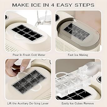 Portable Ice Maker Machine, Small Desktop Ice Maker, Makes 8 Cubes in 10-15 Minutes, Two Charging Modes, Ideal for Home Gatherings, Office, and Car Use