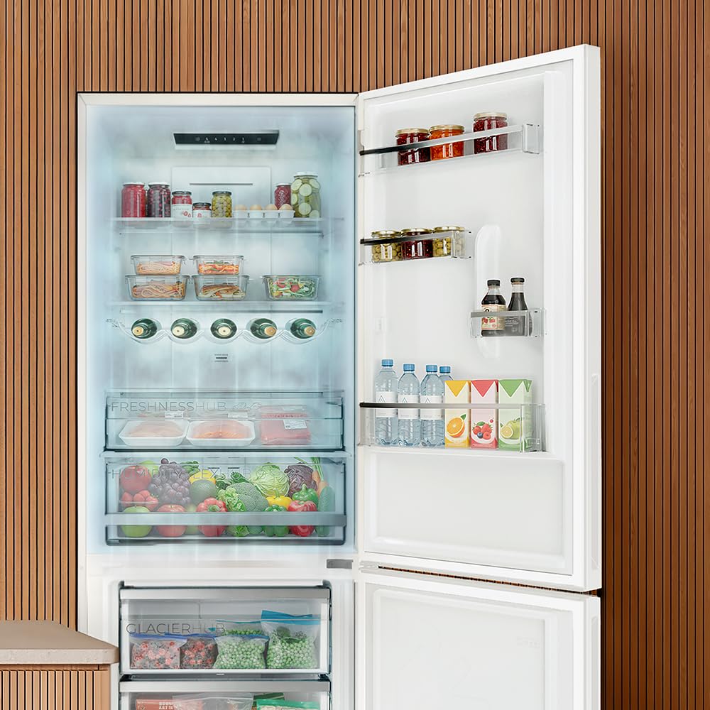 Cecotec Frigorífico Combi Total No Frost de 356L Bolero CoolMarket Combi 356i White E. 200cm de Alto, 59,5 cm de Ancho, Clase E, Tecnología Multi Airflow, FreshnessFlex y HumidityFlex HUB, Blanco