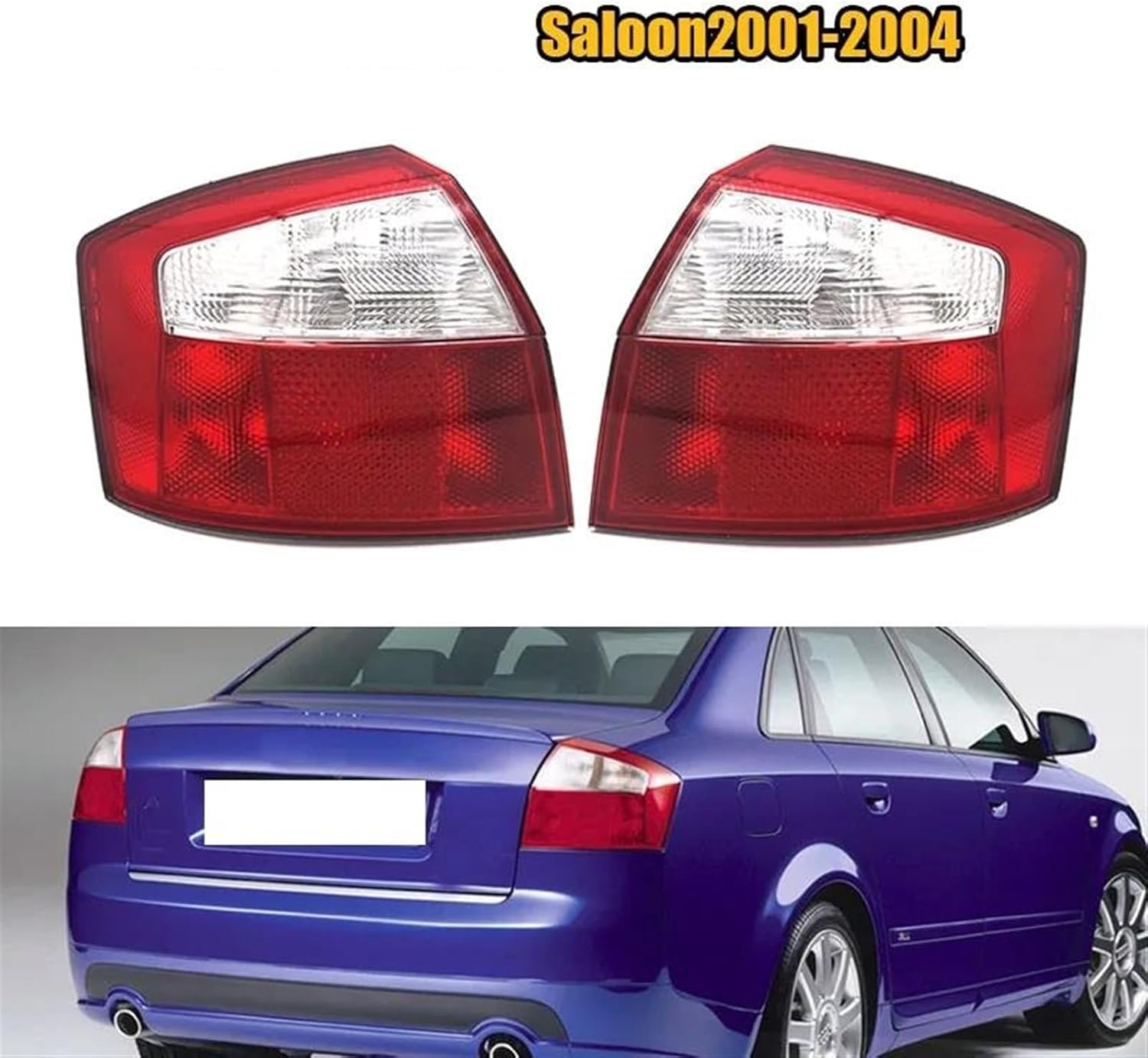 Car Rear Lights Upgrade Car Rear Tail Light Rear Bumper Tail Light Fog Light Reversing Light for A4 B6 Saloon 2001 2002 2003 2004 8E5945217 8E5945218(Left)