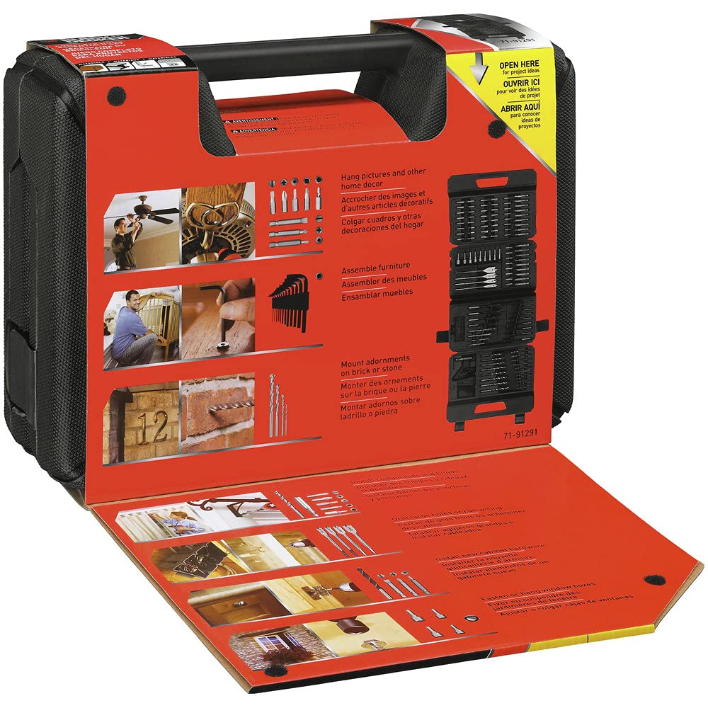 Back of Black & Decker 71-91291 Multi Project Kit packaging showing exampطرق الاستخدام