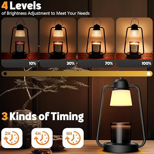 Miniatura 2 de MAOYUE Lámpara calentadora de velas con temporizador y regulador para velas en frascos, calentador eléctrico de cera derretida, lámpara