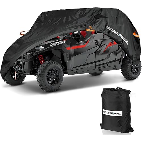 NEVERLAND UTV Cover Heavy Waterproof Denier Oxford Cloth for Polaris RZR Yamaha Can-Am Defender Kawasaki Ranger Cover 4-6 Passenger Black