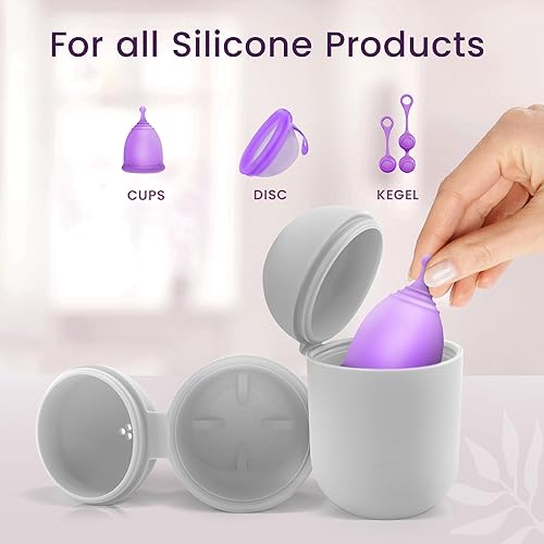 Miniatura 5 de EcoBlossom Estuche y Esterilizador para Copas Menstruales - Soporte Esterilizador de Silicona Reutilizable - Período Más Limpio para Ti y Tu Disco o