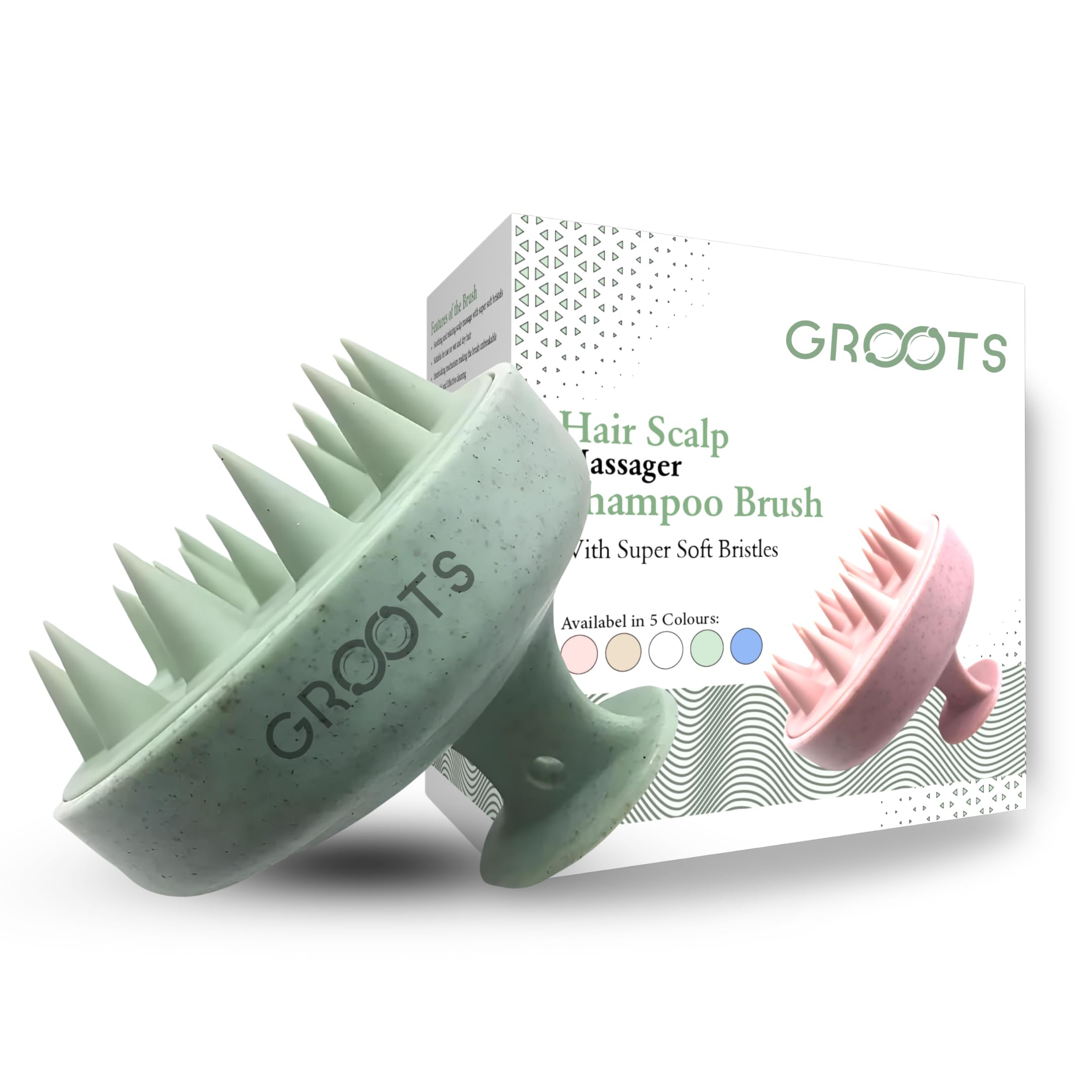 Groots Scalp Massager Shampoo Brush, Hair Scalp Scrubber, Scalp Exfoliator for Dandruff Removal, Soft Silicon Bristles, Prevents Hair Loss for Men, Women (Multicolor)