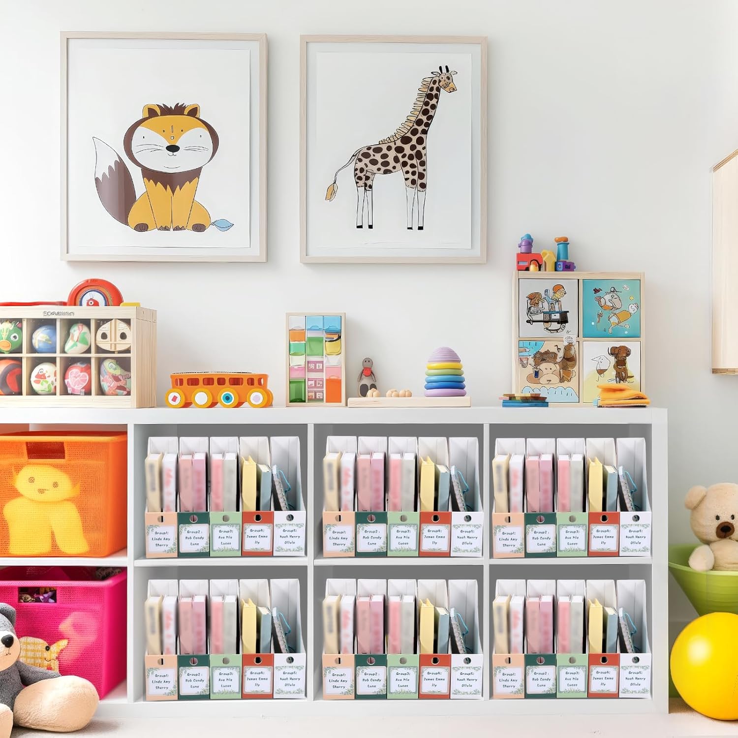 Pasimy 25 Pcs Greenery Cardboard Magazine File Holder Magazine Organizer Book Bin with Label Sticker Multicolor File Storage Box for Desk Shelves Document School Classroom Home Office Supplies