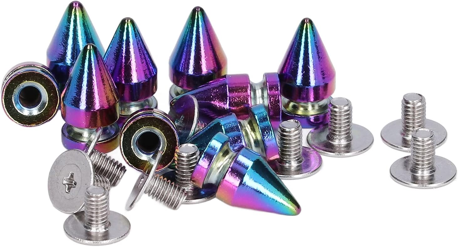 10 Sets Stud Spike High Hardness Colorful Bullets Rivets Suitable for DIY Leather Crafts,Party Dress Decoration,Punk Style Clothing Accessories