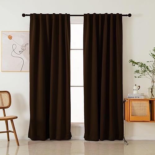 Miniatura 1 de Pickluc Cortinas opacas de 84 pulgadas de largo, 2 paneles de cortinas opacas para dormitorio o sala de estar, pestaña trasera y bolsillo para