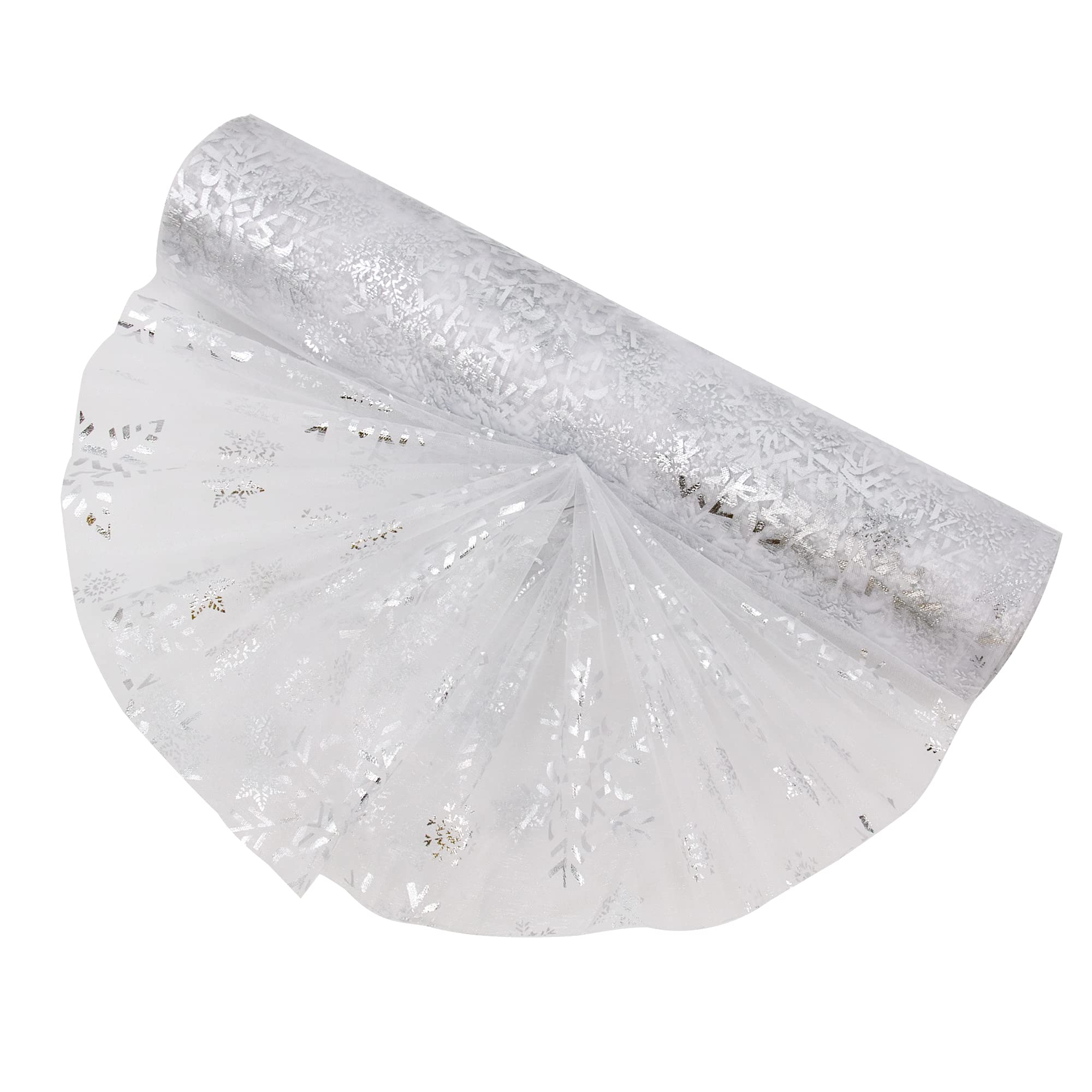 Time to Sparkle 29cm*26m Sheer Organza Roll Sash Fabric Table Runner Sashes Chair Cover Bows Swags Wedding Party - Silver Flake