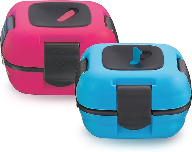 Lunch Box ~ Pinnacle Insulated Leak Proof Lunch Box for Adults and Kids - Thermal Lunch Container with New Heat Release Valve 16 oz ~Set of 2~ Blue-Pink