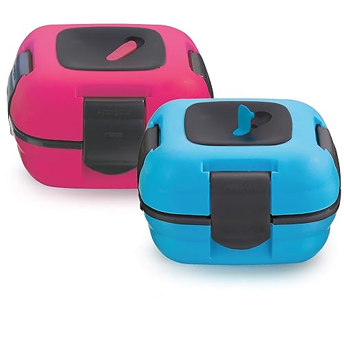 Pinnacle Insulated Leak Proof Lunch Box for Adults and Kids - Thermal Lunch Container With NEW Heat Release Valve 16 oz ~Set of 2~ Blue-Pink