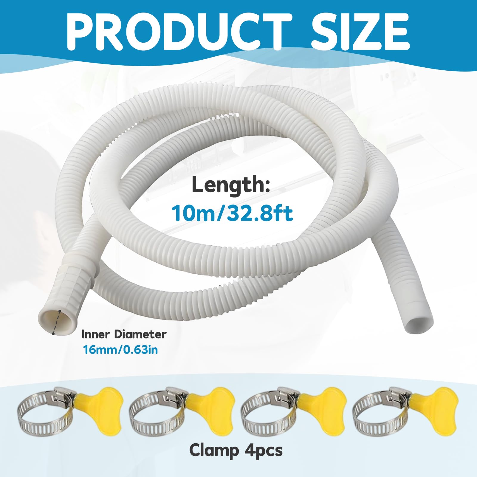 Tubo per condizionatore, diametro 16 mm, in PVC, tubo di scarico per climatizzatori, tubo di condensa per condizionatori d'aria, condizionatori split (10m)