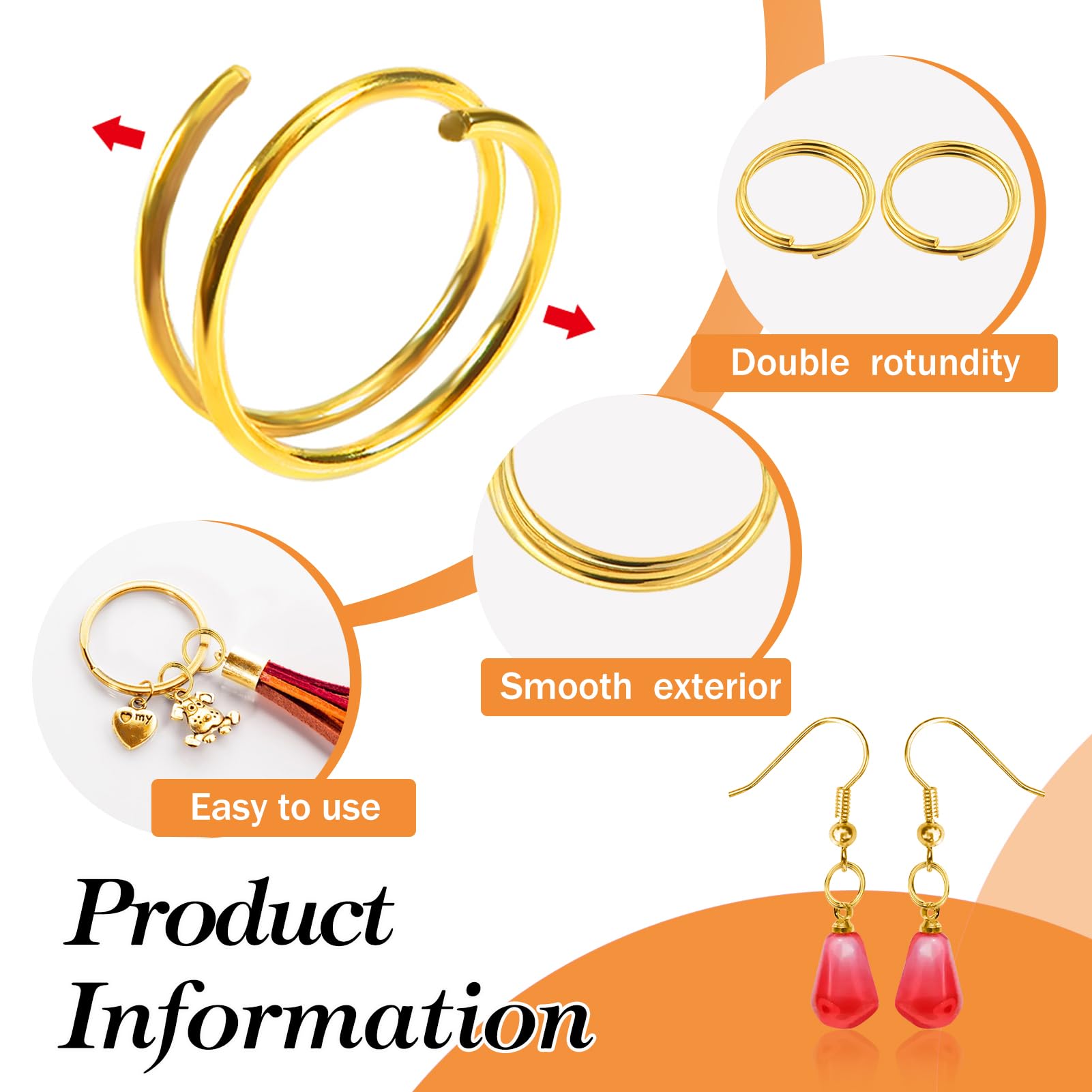 TOAOB 150pcs Double Ring Metal Open Split Jump Ring Connector Chain Links 10 mm Gold for Keys Necklaces, Bracelets, Earrings - Image 3