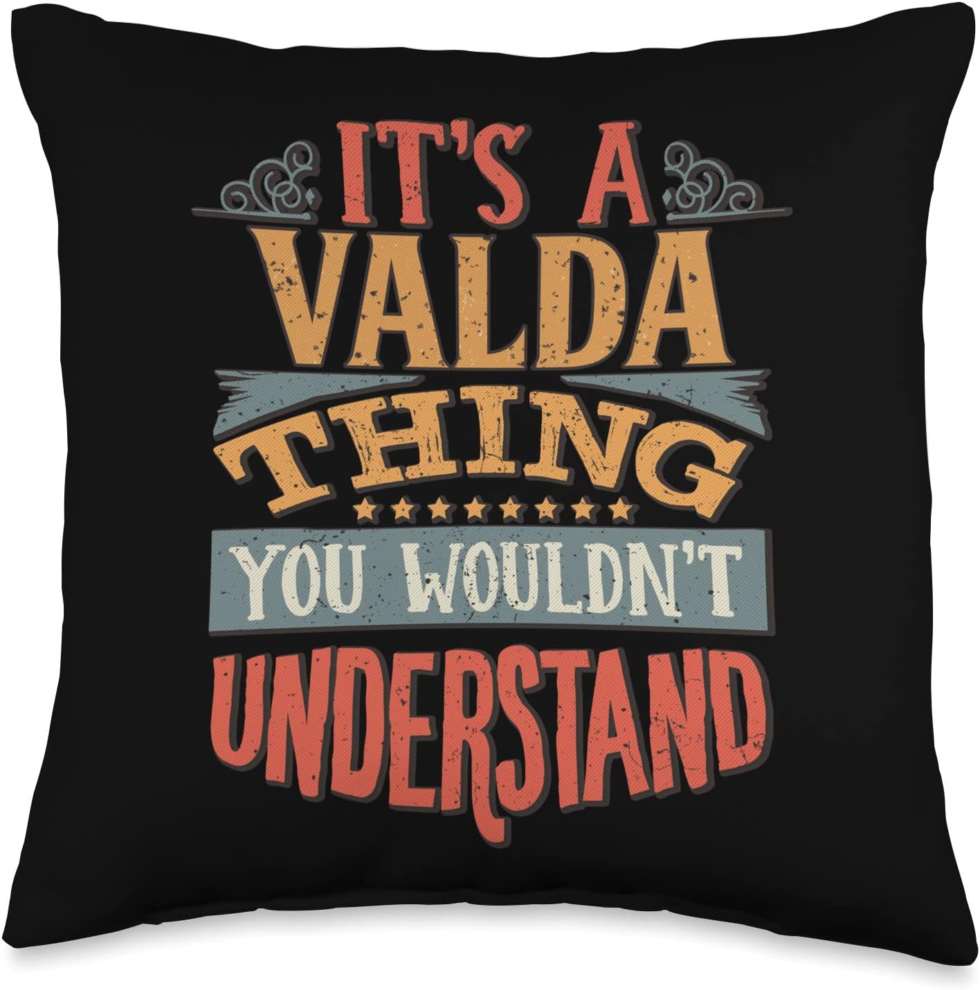 Valda Name Throw Pillow, 16x16, Multicolor