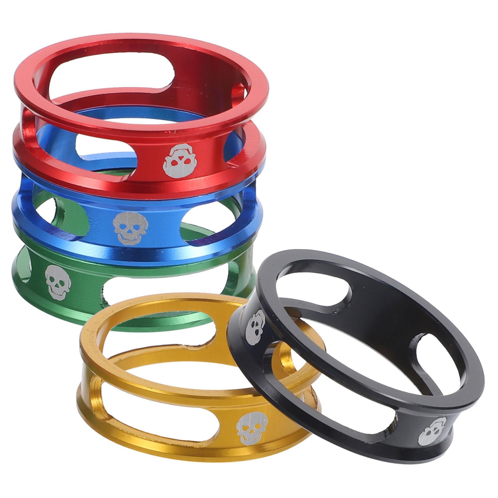 Mipcase 5Pcs Aluminum Alloy Bike Handlebar Spacers Hollow Out Washers for Road and Bicycles Lightweight and Durable Gaskets Red Green Blue Black