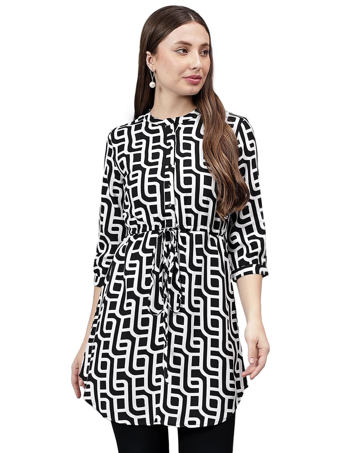 cantabil Women Printed Round Neck 3/4th Sleeves Casual Tunic I Casual Tunic for Women l Tunic for Women (P_LLTNC00002)-picture-20