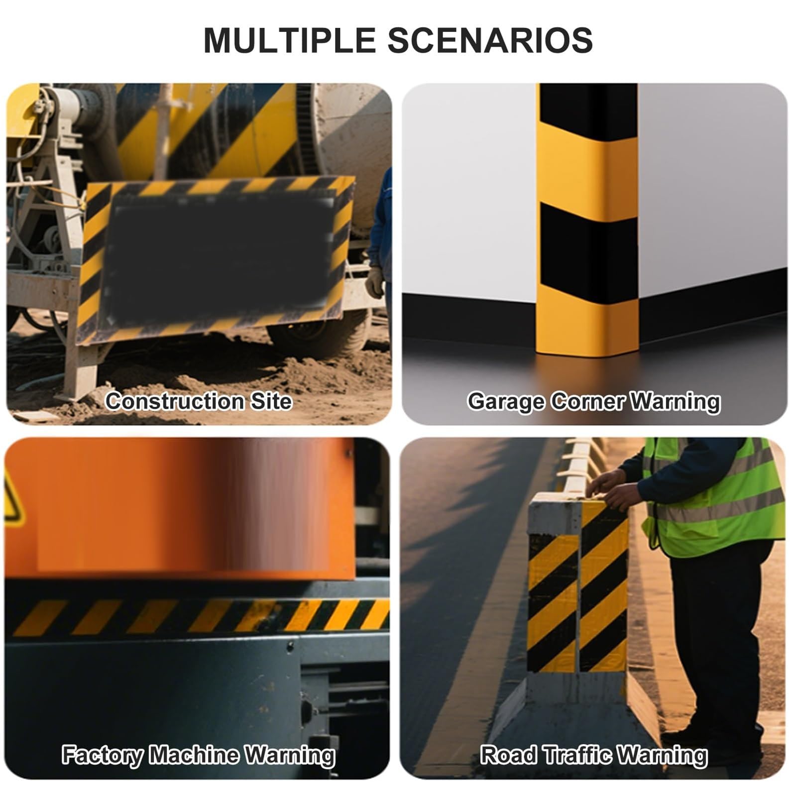 Protectores de esquina en forma de L, protectores de bordes de espuma de seguridad de alta visibilidad a rayas amarillas y negras para paredes, escaleras, garajes, almacenes, parachoques resistentes a