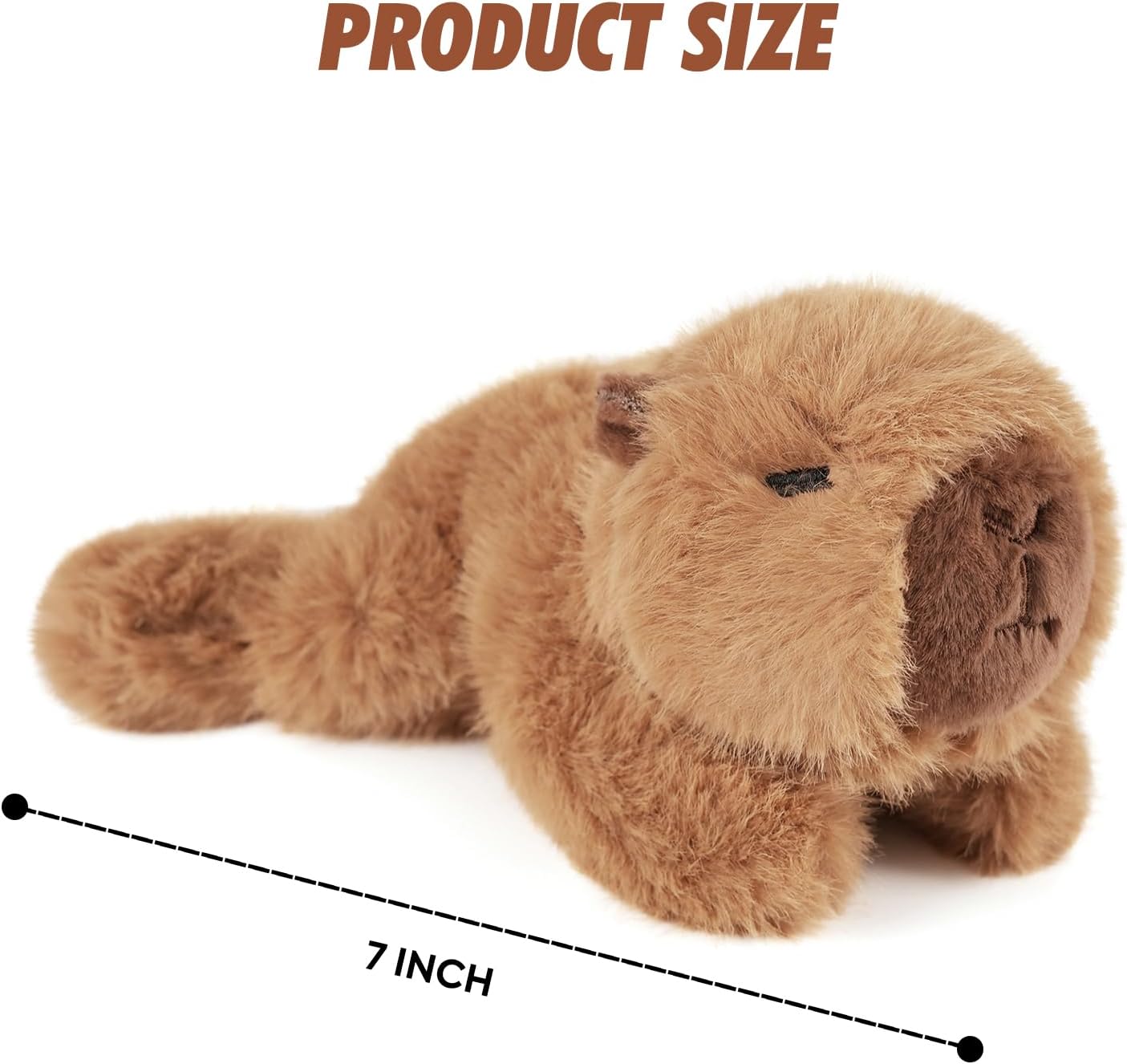 PEACH CAT Capybara Plush 7" Cute Capibara Stuffed Animals Soft Plushies Toys Gifts for Kids Brown