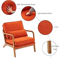 Vista 3 de Accent Chairs for Bedroom Linen Armchair Lounge Chair with Extra-Thick Padded Backrest and Seat Cushion Sofa Chairs Single Reading Leisure Chair for