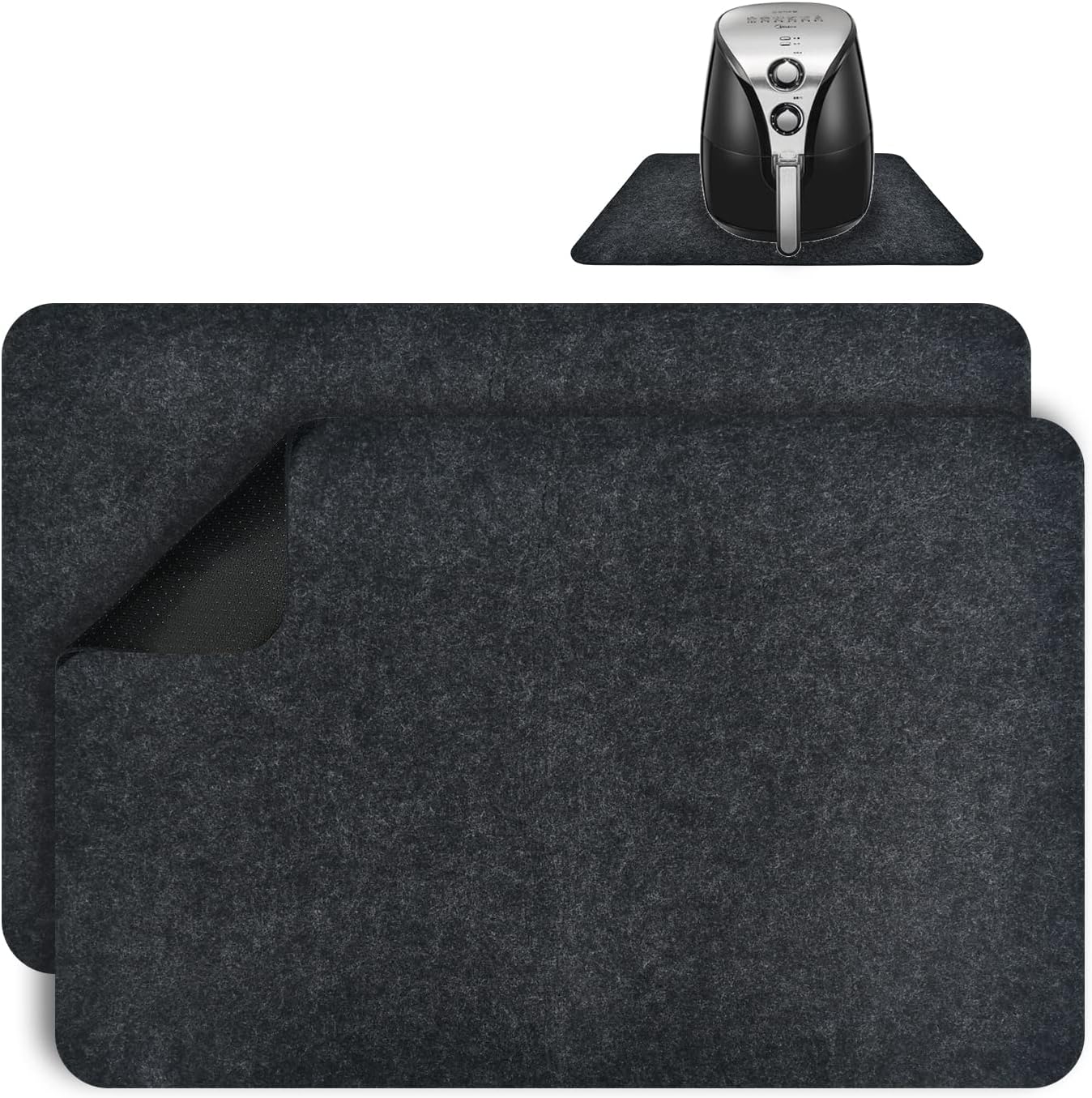 OctBird 2 PCS Heat Resistant Mat for Dual Air Fryer, Kitchen Countertop Heat Protector Mat for