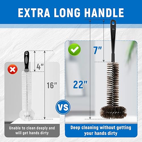 Miniatura 5 de Cepillo Limpiador de Triturador de Basura Paquete de 2, Mango Extra Largo para Limpieza Profunda, Cabezal de Cepillo de Nylon 3D Elimina Residuos y