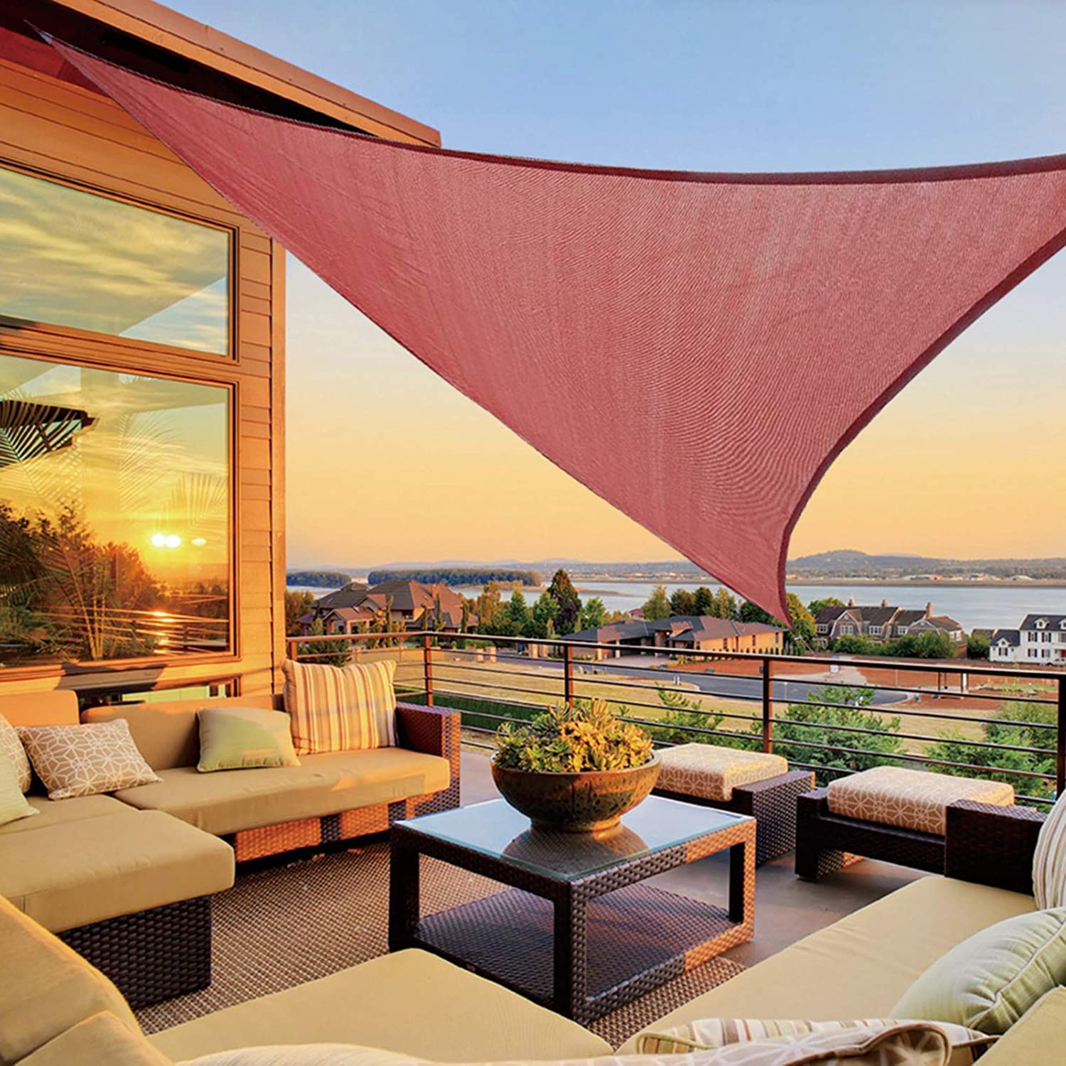 FREDDO HDPE Fabric Triangle Sun Shade Sail - 85% Sun Blockage, Complete Sun & UV Protection for Car Parking, Outdoor, Garden, Patio, Swimming Pool Burgundy Color (10 X 10 X 10 FT) Pack of 1 Pc-image-17