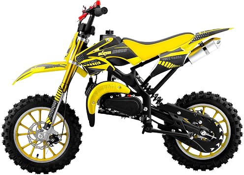 50cc Kids Dirt Bike, 2-Stroke Gas Powered Mini Motorcycle Up to 40MPH, Off-Road Dirt Bike for Kids 8-14 with Front Rear Disc Brakes, Double Shock Absorption