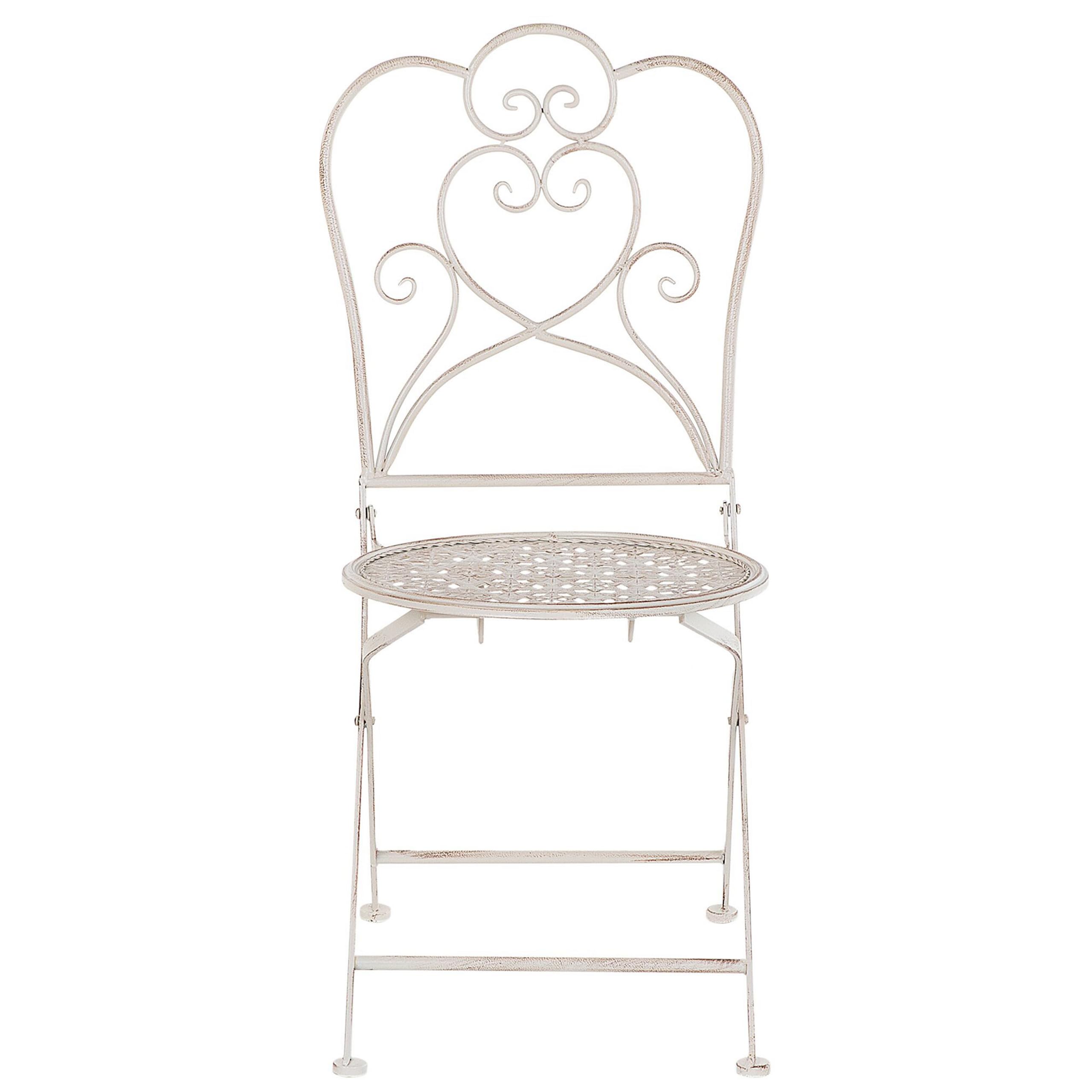 Beliani Ensemble de Jardin 2 Chaises Pliantes Table Assortie Métal Beige