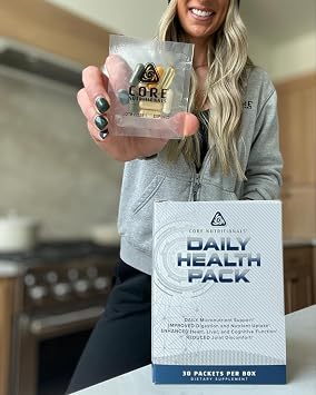 Core Nutritionals Daily Health Pack, Complete Wellness Support, 30 Packets | Daily Wellness Support, Multivitamins, Omega-3s, Probiotics, Reds & Greens, Heart Support, Brain Support, Digestive Support
