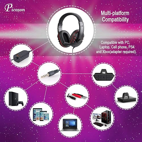 Miniatura 6 de Picozon Auriculares para juegos con micrófono para PS5 PS4 Nintendo Switch Playstation 4 Playstation 5 Playstation Vita Mac laptop tableta