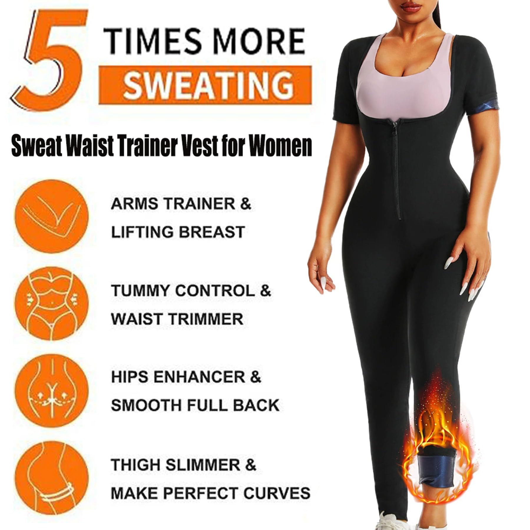 Vêtements De Sudation Femme, Body pour Femmes, Gilet De Sudation 3 en 1 Entraîneur De Taille pour Femme, Combinaison Sudation Femme Amincissant Sportswear Fitness Body Shaper