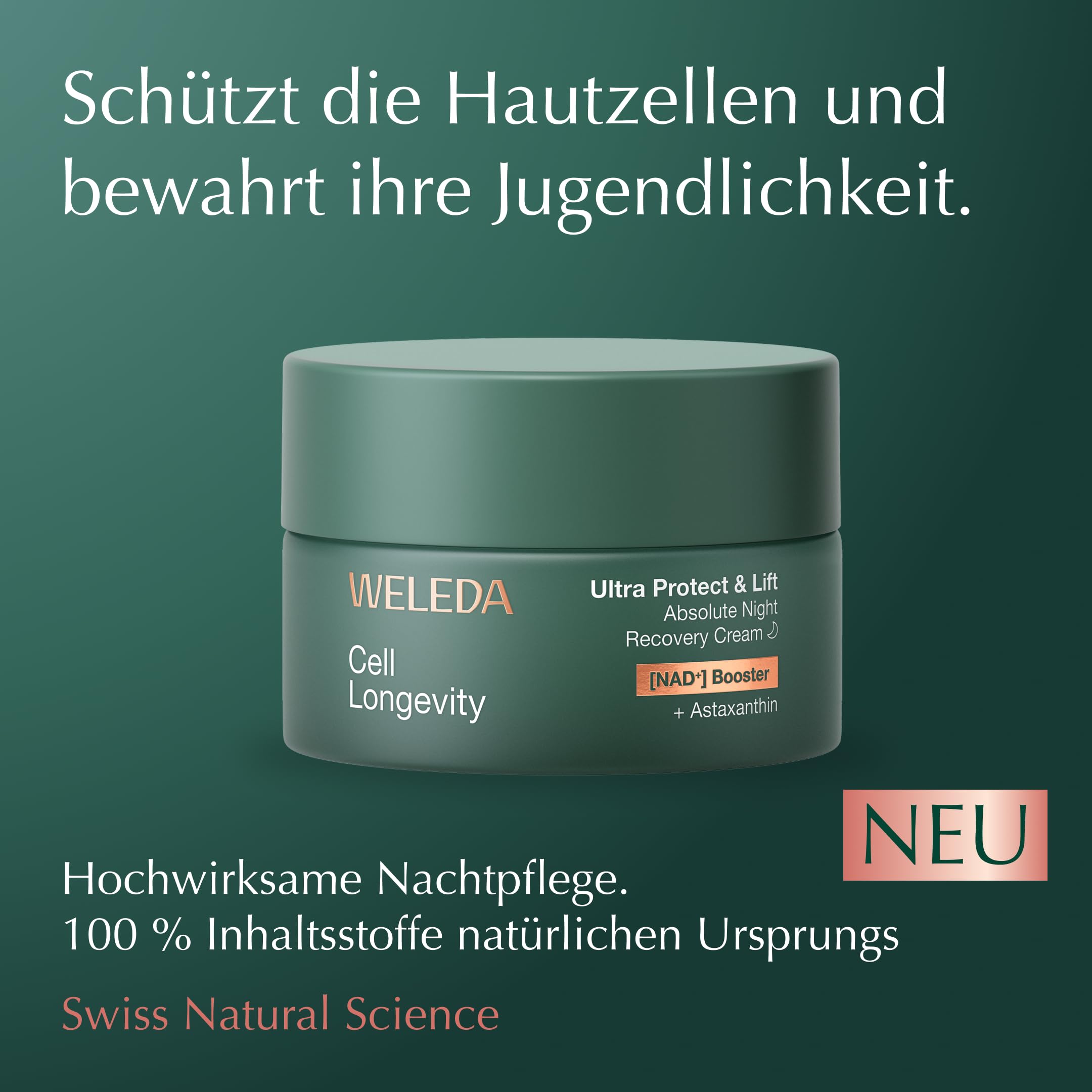 WELEDA Cell Longevity Ultra Protect & Lift Absolute Night Recovery Cream - Nachtpflege Creme mit [NAD⁺] Booster & Astaxanthin schützt vor Hautalterung & strafft (Naturkosmetik, vegan, 50ml)