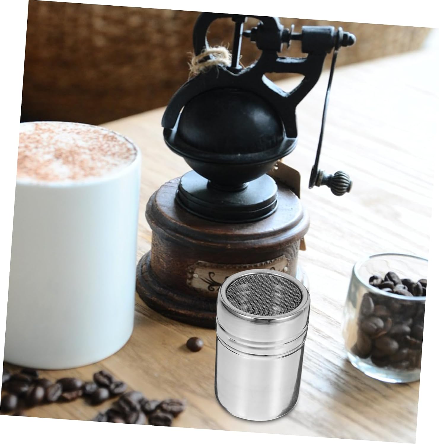 Chocolate Powder Shaker Silver with Lid, 200ml Stainless Steel