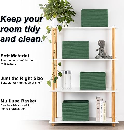Miniatura 2 de Paquete de 4 cestas de almacenamiento para organizar, cestas tejidas para estantes, perfectas para juguetes, libros, toallas y ropa, cestas