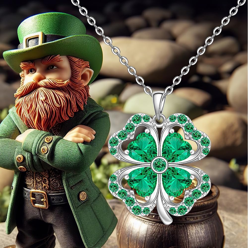Shamrock Necklace St Patricks Day Necklace Clover Tree of Life Shamrock Pendant Sterling Silver Luck Celtic Irish Green Jewelry Gifts - Image 4