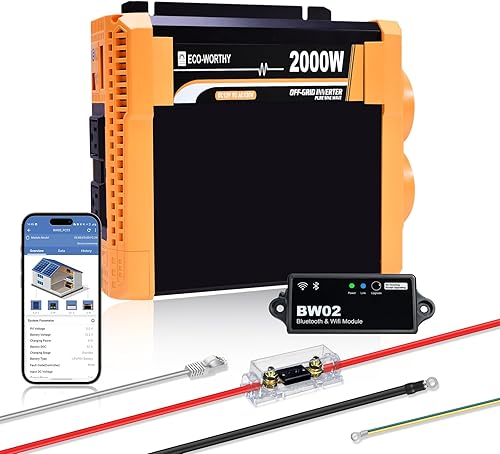Miniatura 10 de ECO-WORTHY Inversor de energía solar de onda sinusoidal pura de 1100 W, 12 V CC a 120 V CA con puerto USB dual integrado de 18 W, 2 salidas de CA, 1