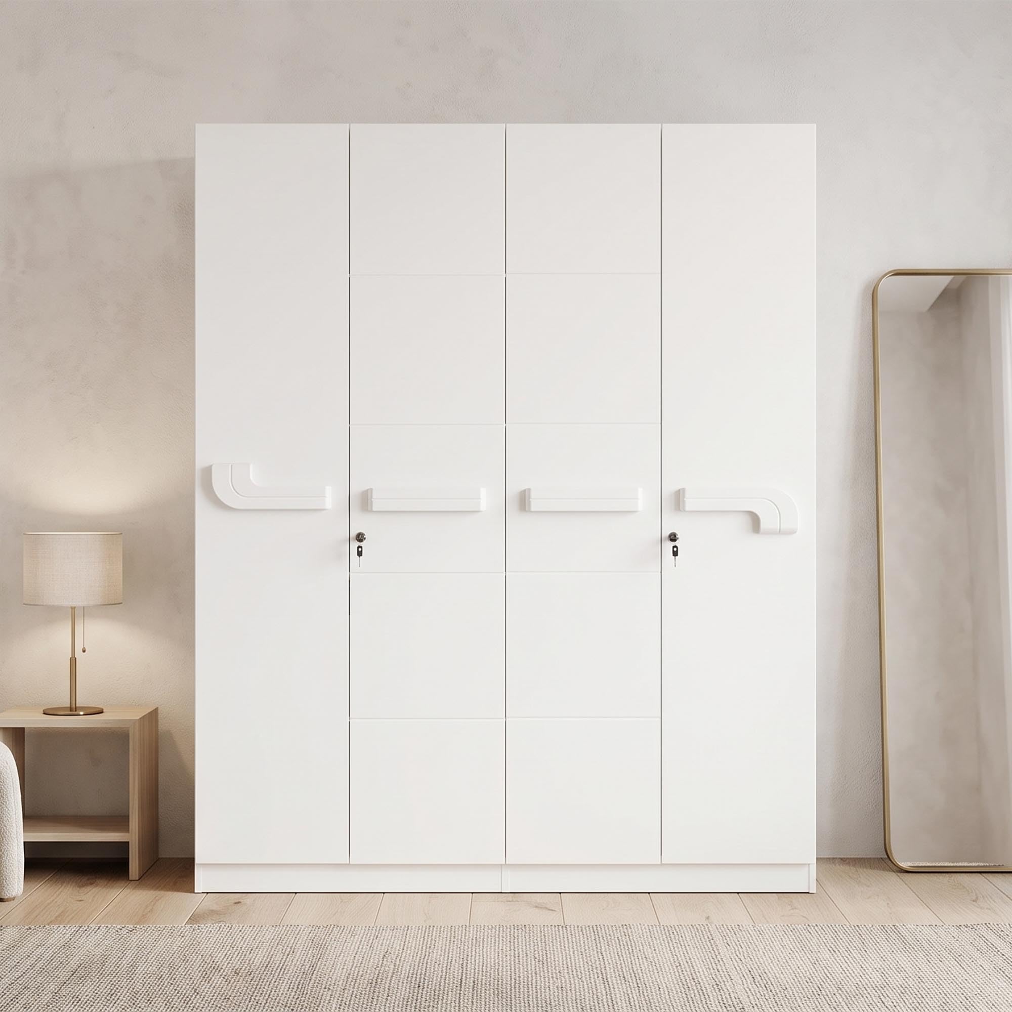 Royaloak Rome Italian 4 Door Wardrobe | HDF With High Gloss Finish | Soft Closer Hinges | Telescopic Channel | 9MM Back Board For Better Support | Drawer Storage With Safety Lock | Almirah for Clothes-image-31