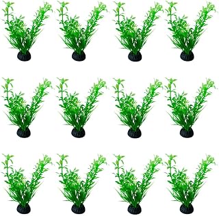 12 Pack Artificial Aquarium Grass Plants Lifelike Fish Tank Decorative Grass Aquascaping Landscape Design for Goldfish Betta Fish Waterscape Fish Hides Mini Hydroponic Plants (Style 1)