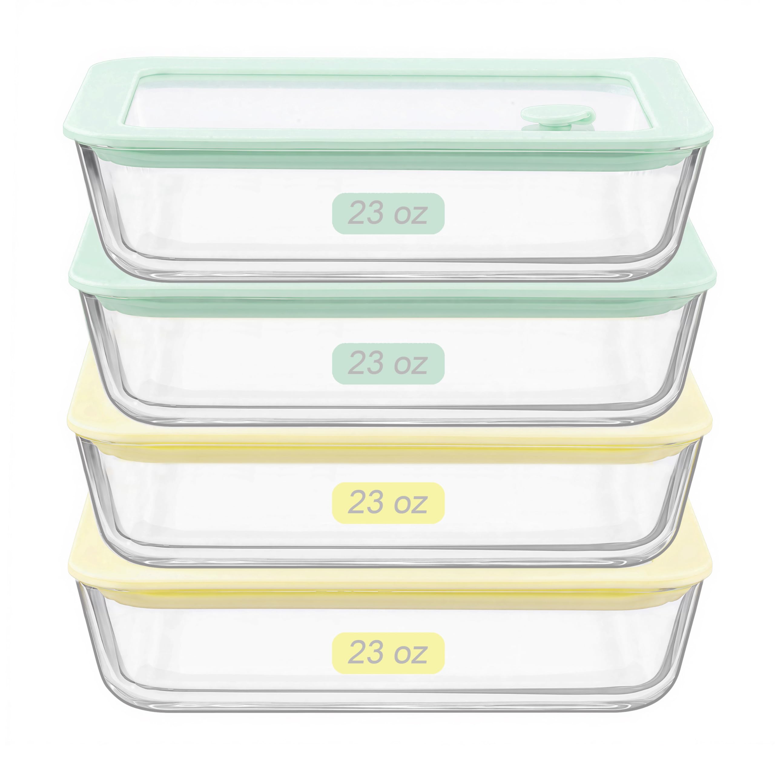 Urban Green Glass Food Container Set with Glass Lid, 4 Pack, Food Storage Containers with Airtight Lid, LeakProof, 100% Plastic Free, Meal Prep