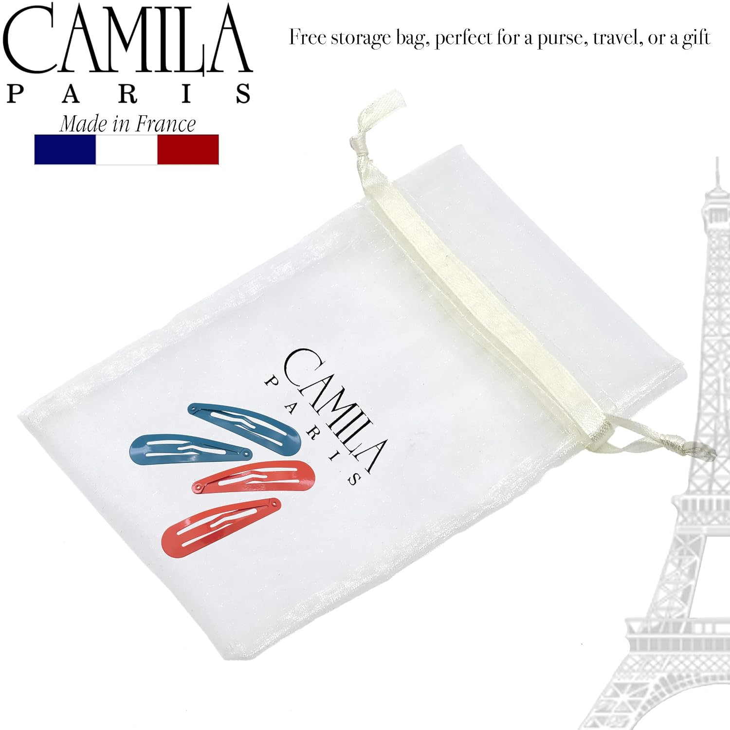 Camila Paris CP1330B French Hair Barrettes Clips, Snap Hair Slides Clic Clac for Women, Styling Girls Side Slide-in Metal Snap Pin Hair Accessories for Women. Strong Hold, No Slip Grip, Made in France image 5