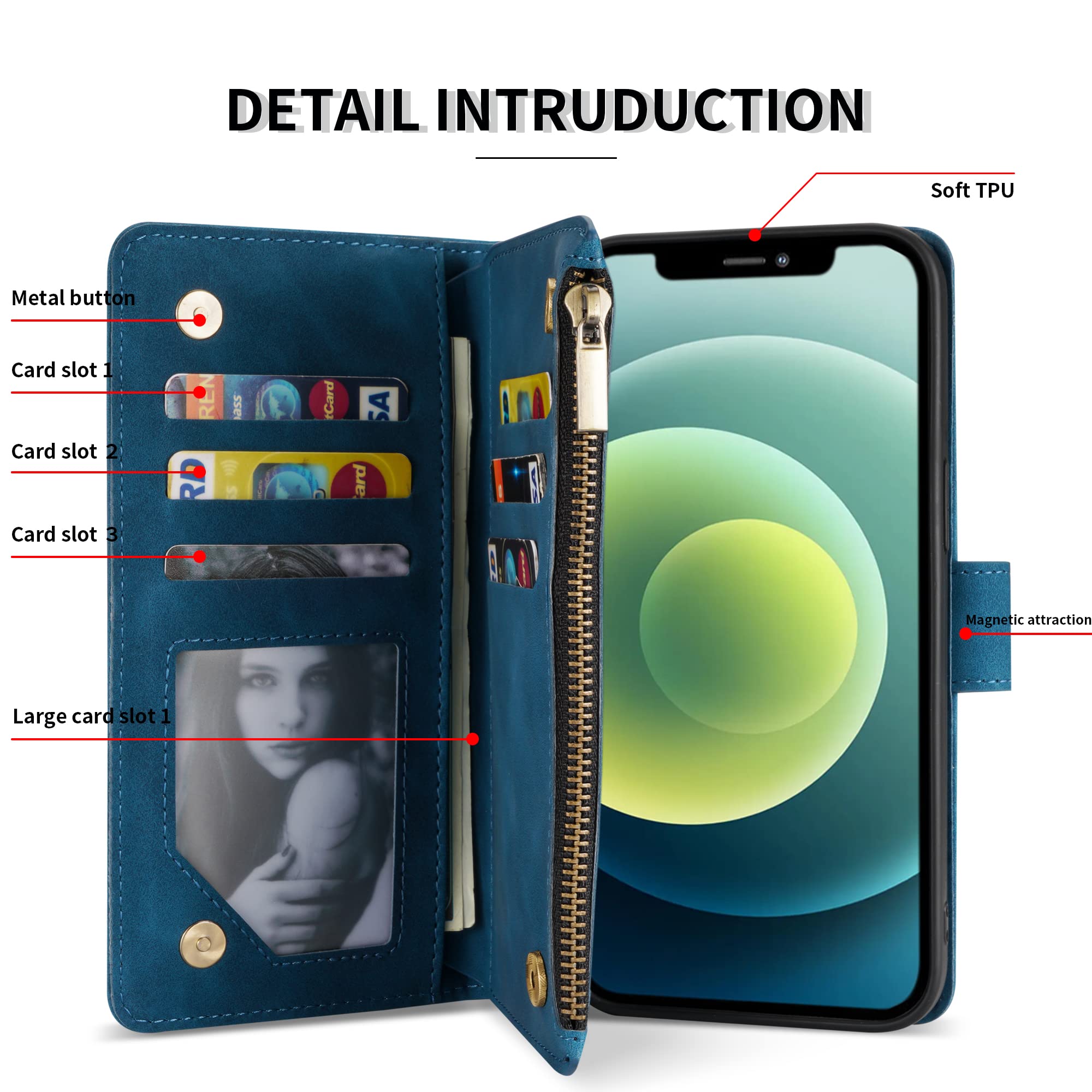 Amazon.com: ZZXX for iPhone 12 Mini Wallet Case with Card Slot