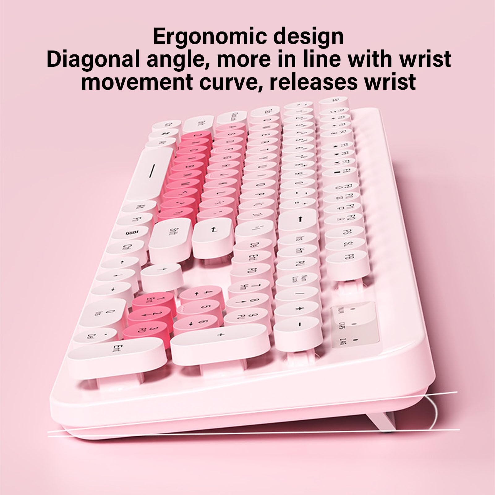 Teclado y Ratón Inalámbricos con 104 Teclas (Pink)