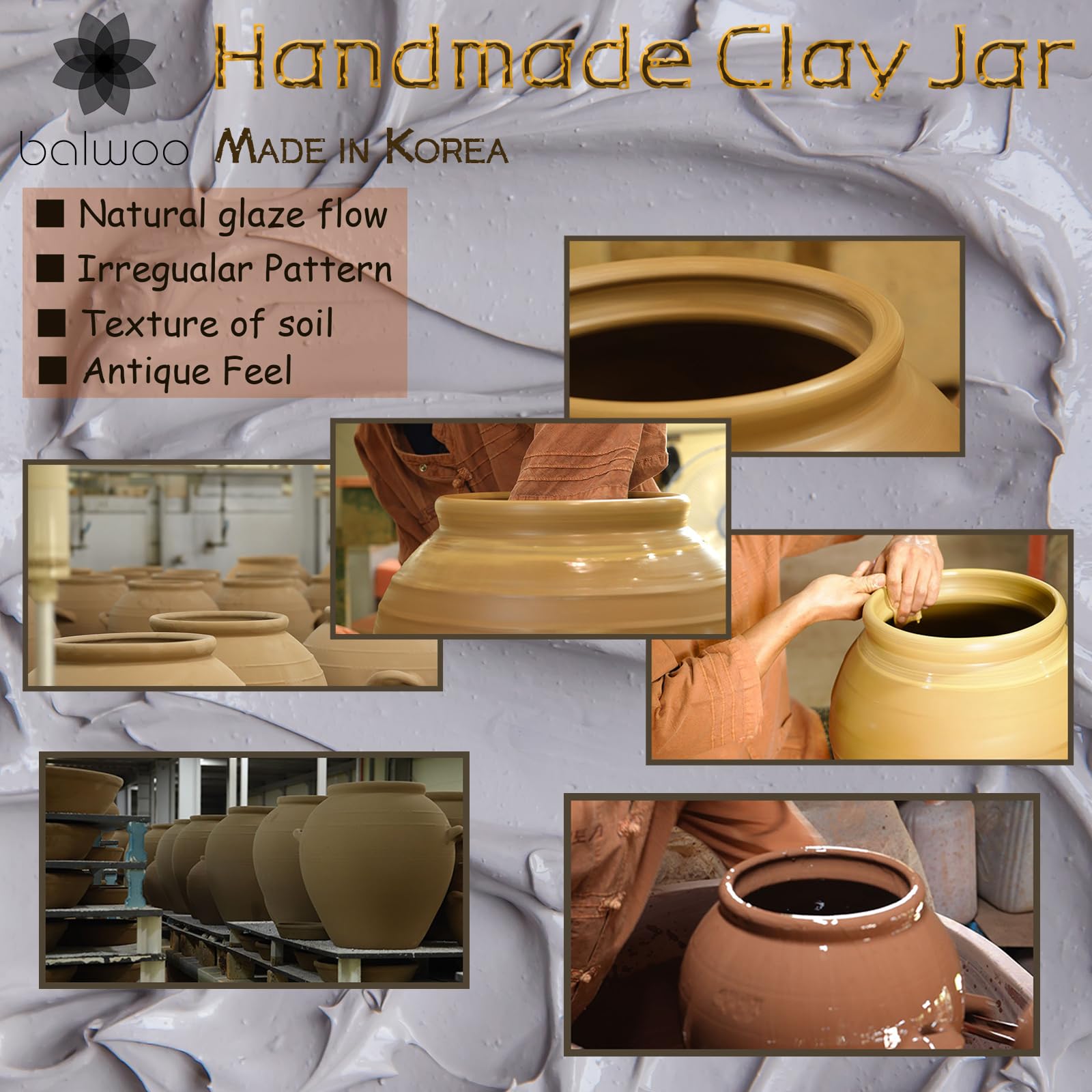 Amazon.com: BALWOO Earthenware Onggi Korean Traditional Clay Jar