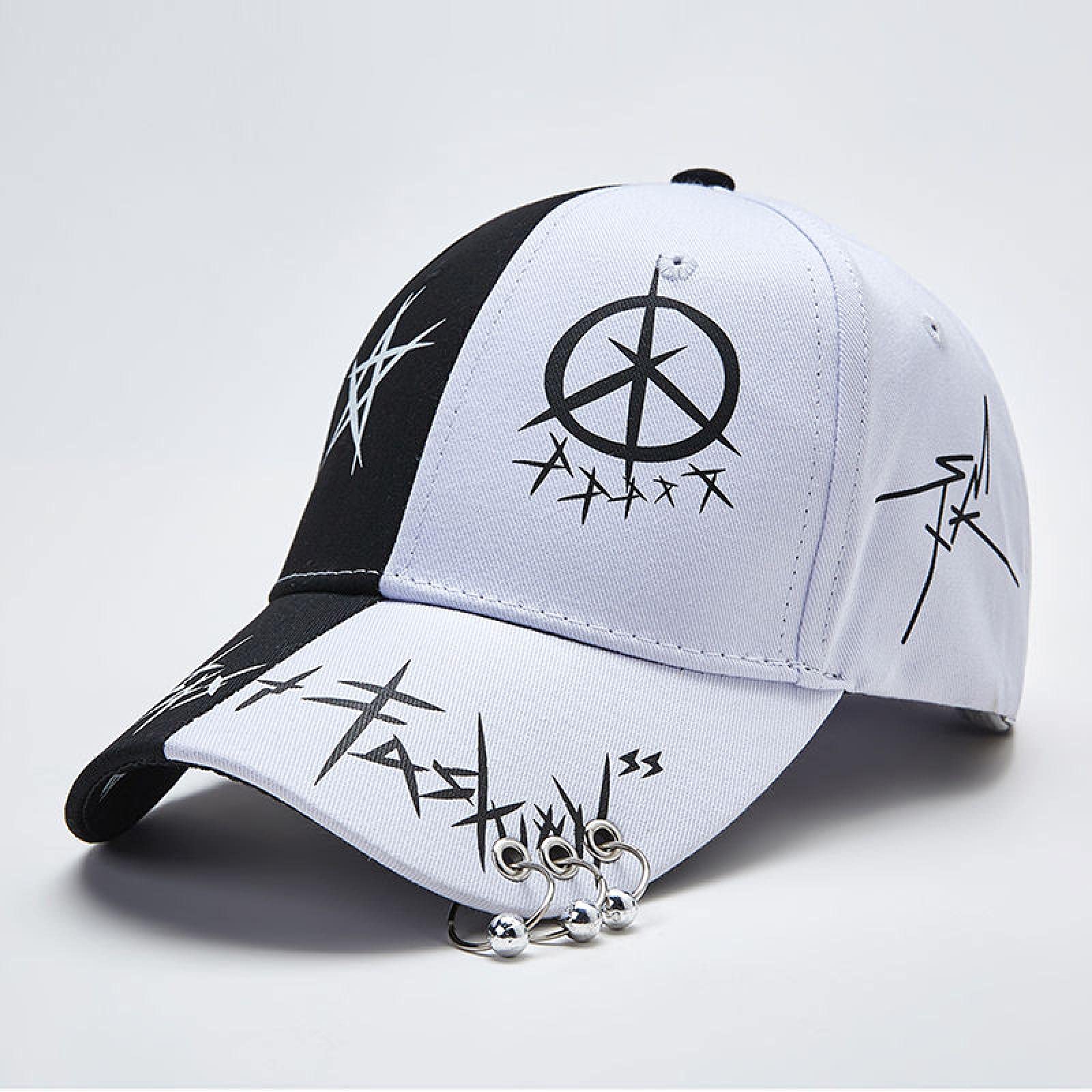 Casquette de baseball Star X noire et blanche taille unique pour homme et femme