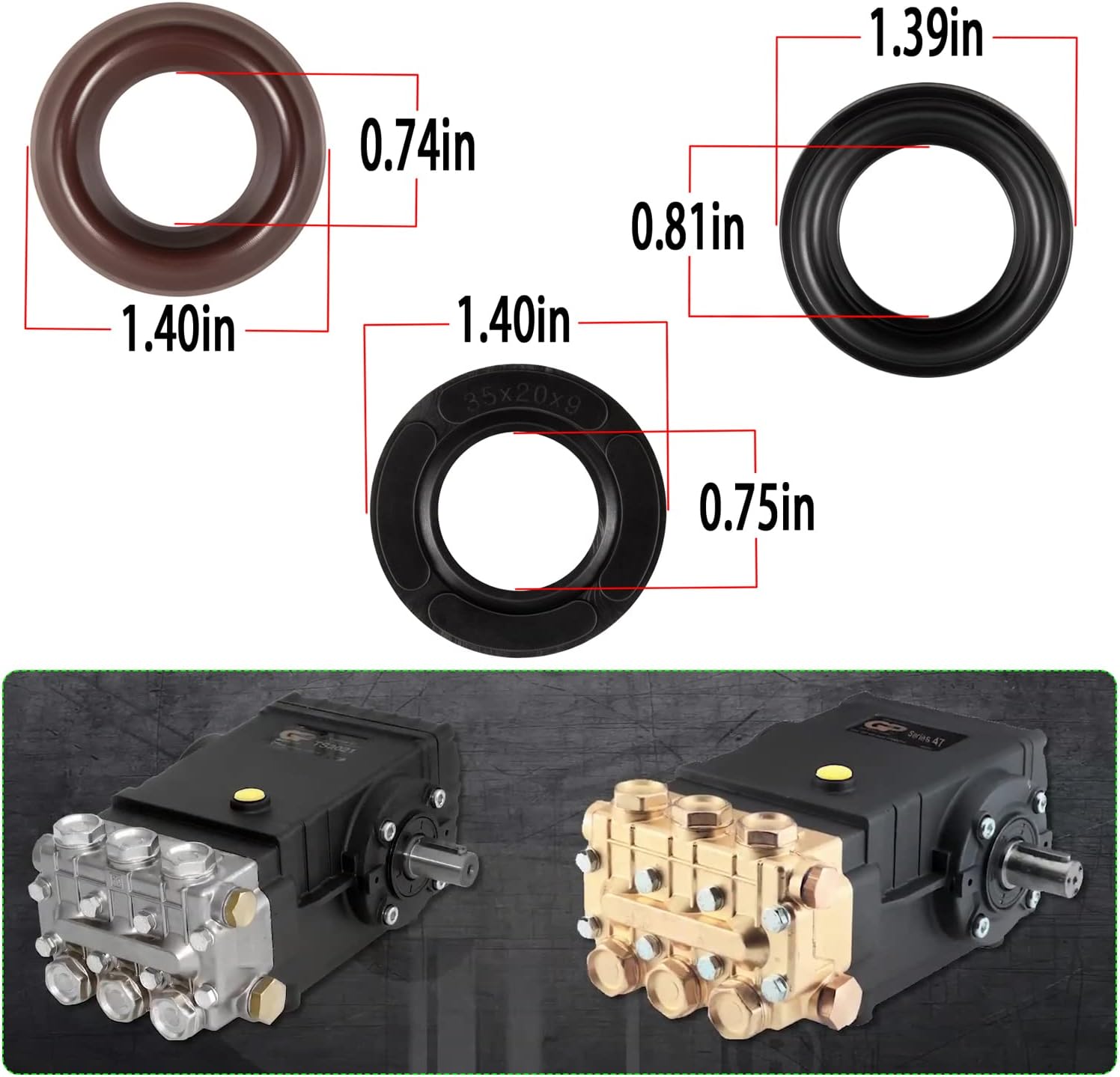 Pump Part K69 Packing Seal Repair Kit for T 47 48 Series, HP4040, HP5535 TS4040 Pumps with Restop Ring for 20mm Pressure Washer Pump T1011 T2031 TS1011 TS1021 TS1041 TS1511 T1311 T9161